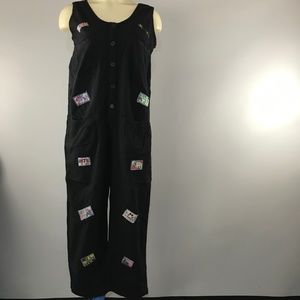 NWOT super cute black sleeveless jumpsuit 100% cotton pockets medium